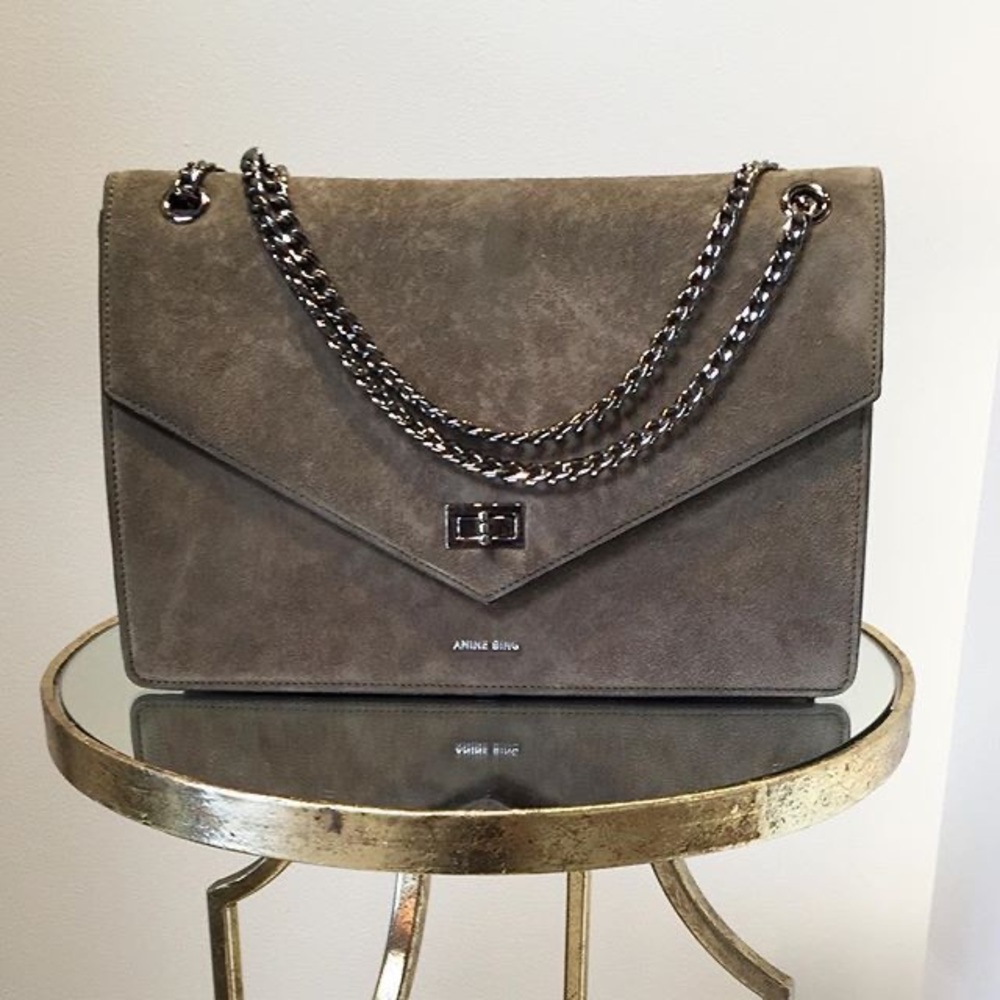 Anine Bing Olive Green Suede Chain Strap Crossbody Bag - Picture 6 of 9
